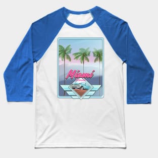 Retro Miami Travel poster Baseball T-Shirt